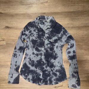 Roxy Black and Gray Button-Down Shirt